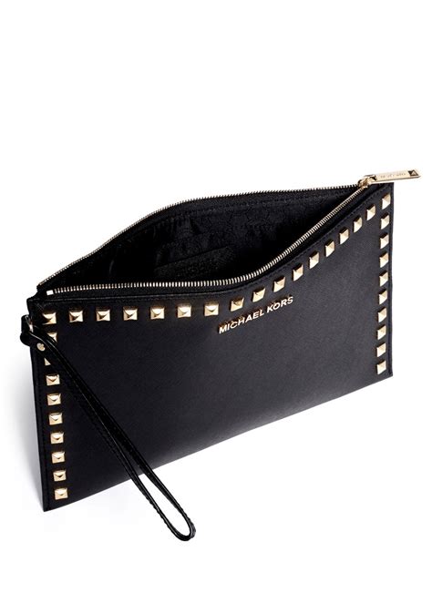 michael kors clutch with handle|michael kors studded clutch.